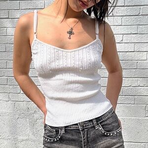 Vintage Y2K Shu Shu Rhinestone Ribbed Knit Cami